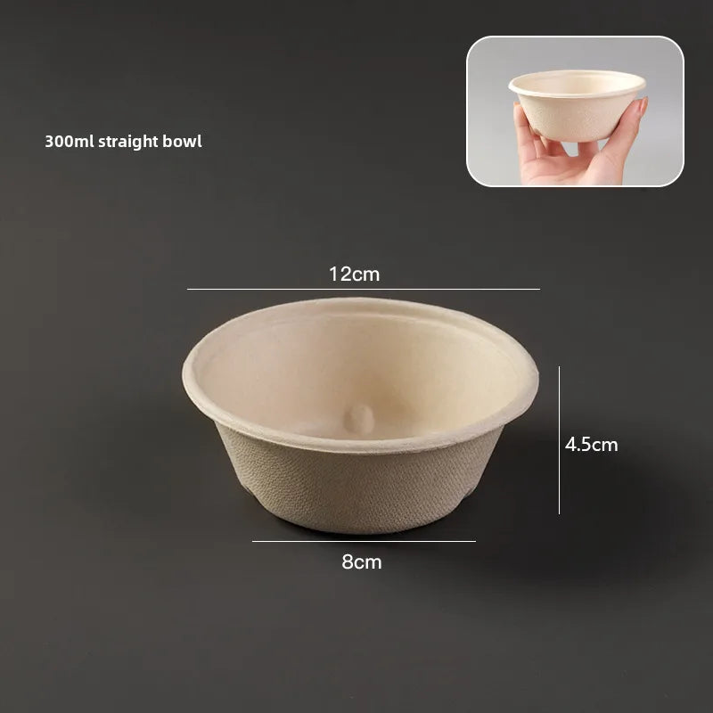 Disposable paper bowl tableware set paper bowl commercial household bowl degradable whole box disposable round bowl