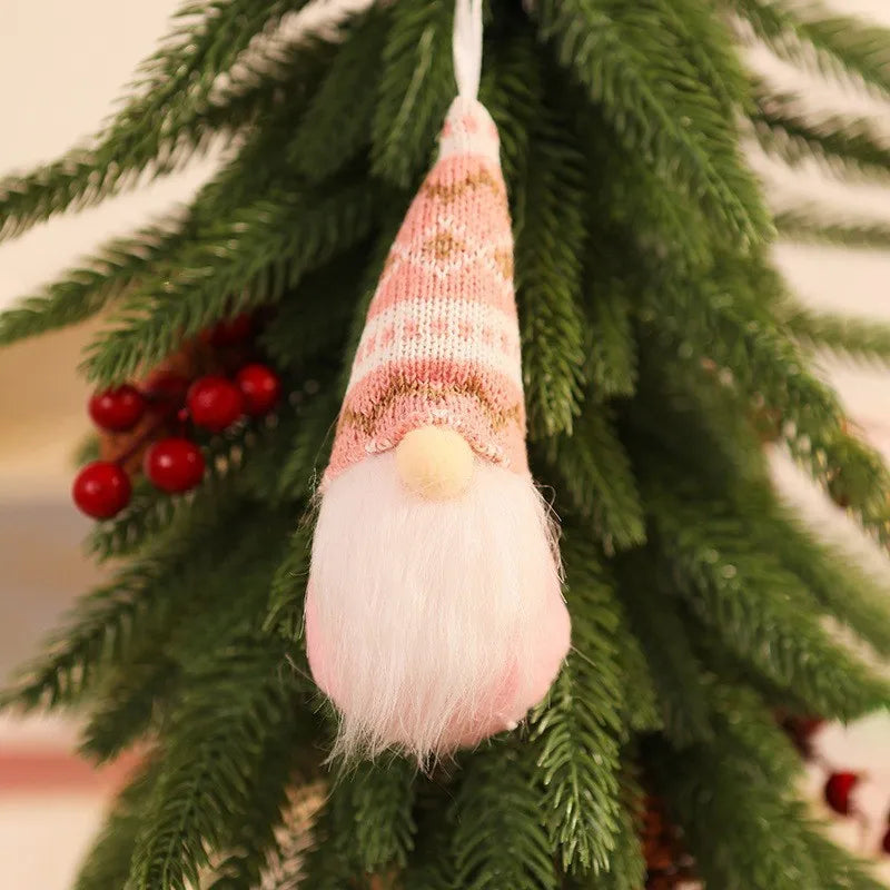 New Christmas Decorations Knitted Red Pendant Faceless Santa Claus Ornament For Christmas Tree American And Cartoon Style