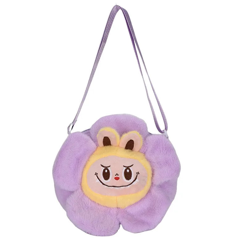 Women's Small Plush Cartoon Cute Round Zipper Crossbody Bag