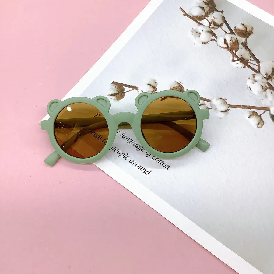 Retro Bear Matte UV400 Kids Sunglasses Unisex Children's Fashionable Sun Protection Glasses Non-Polarized Party Outing Fishing