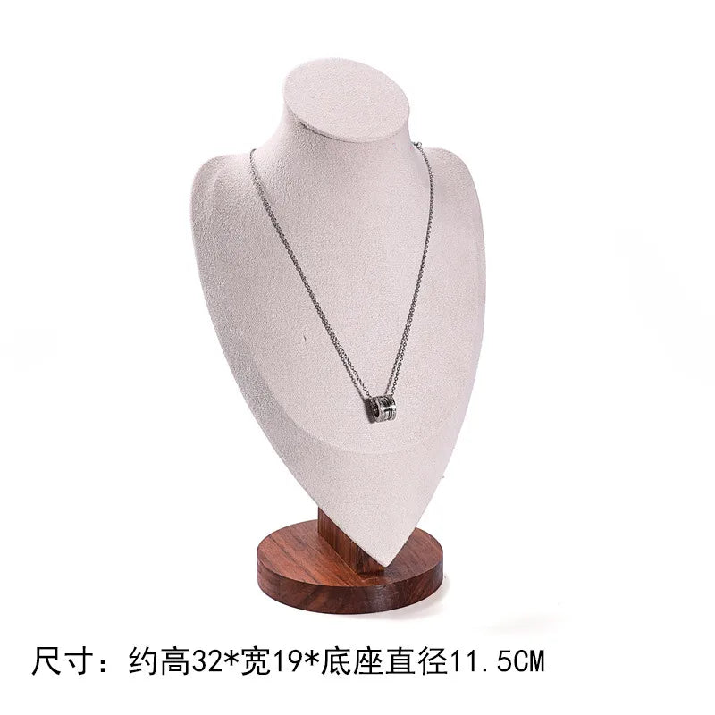 Walnut Wood Necklace Display Stand Portrait Neck Model Jewelry Stylist Showoff High-End Sensation Integrated Design Display Rack