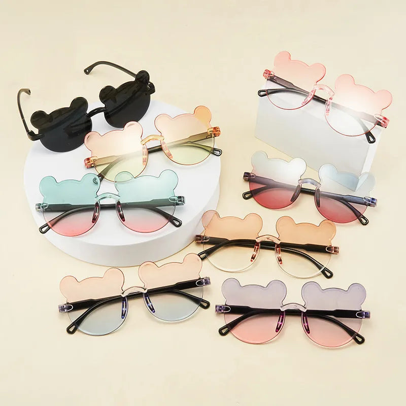 New Bear conjoined frame children's sunglasses gradient cute cartoon glasses color health eye protection sunglasses
