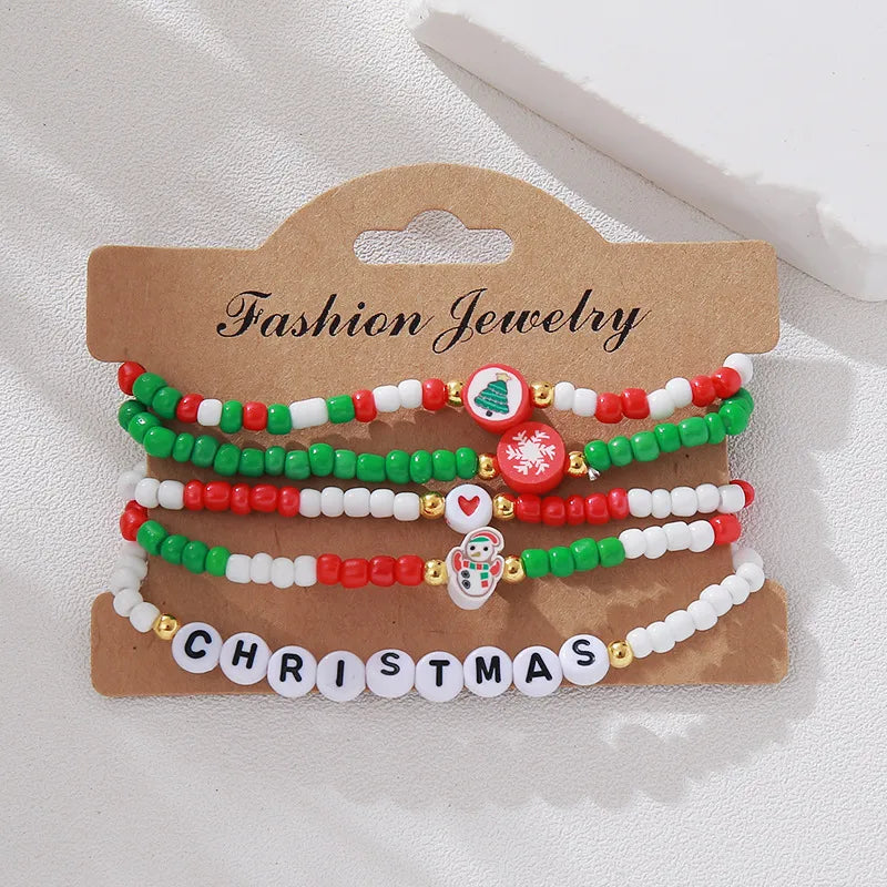 Christmas Themed Letter Bracelet Set With Gift Box  Hot Selling Ladies Bracelets Set Personalized Design