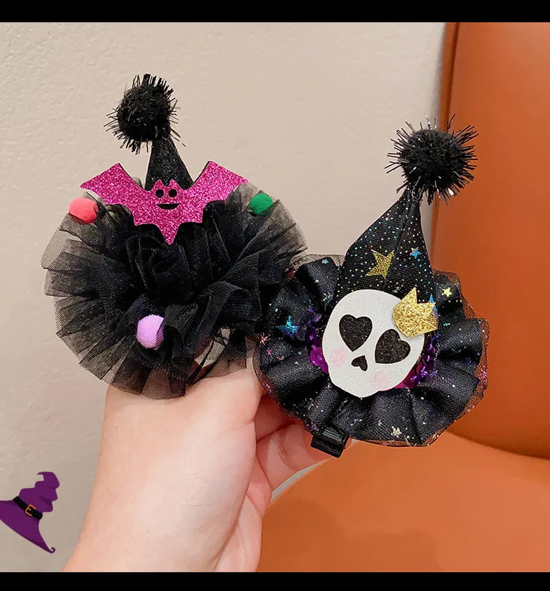 Halloween Cute Funny Kid'S Pumpkin Bat Hair Clip