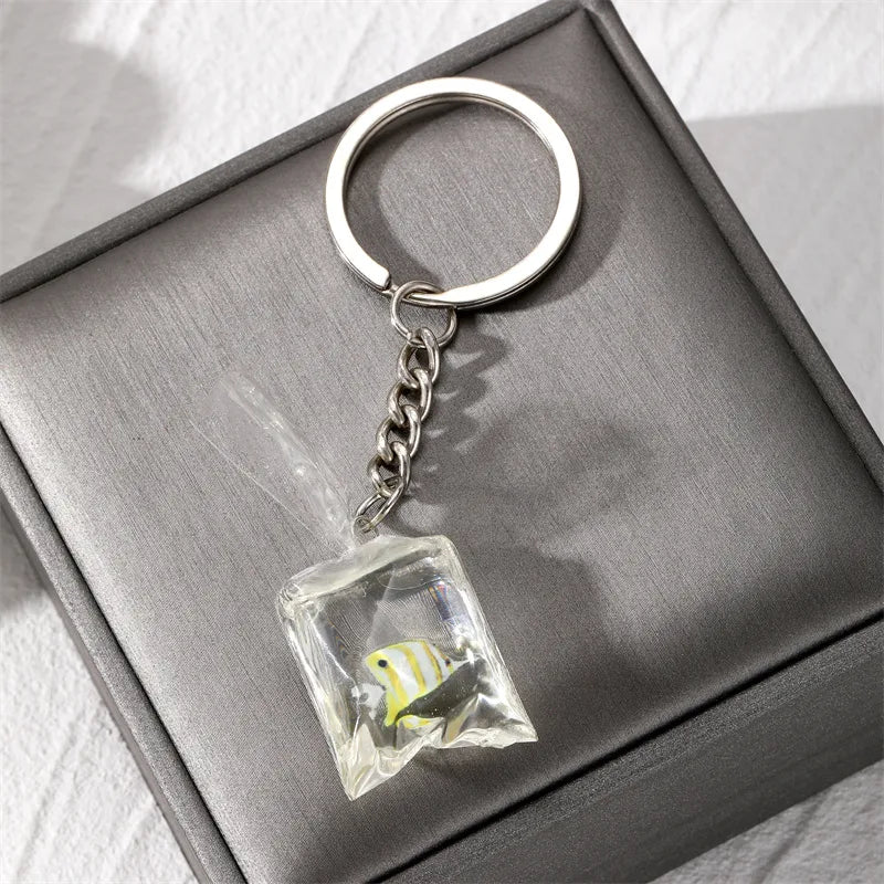 casual vintage style simple style fish resin bag pendant keychain