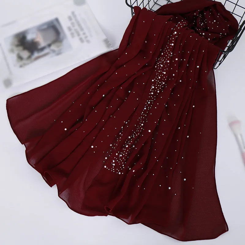 women's retro solid color chiffon silk scarves