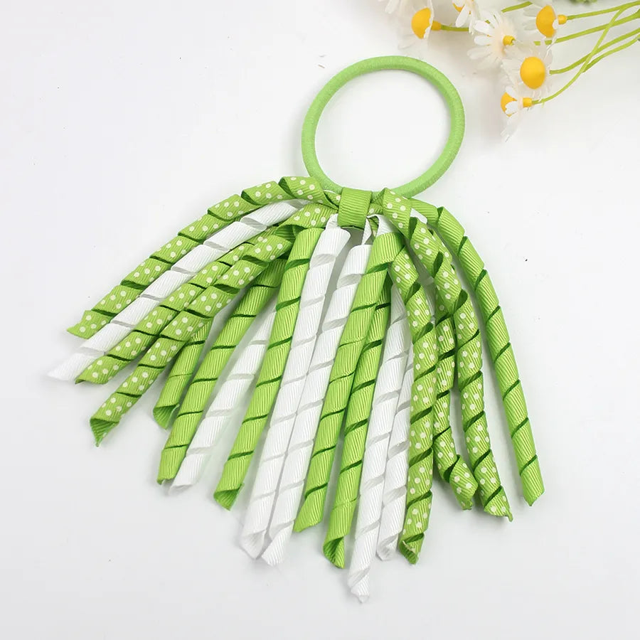 explosions girls' hair accessories wave point printing roll belt head rope rubber band children's accessories long ponytail hair accessories wholesale