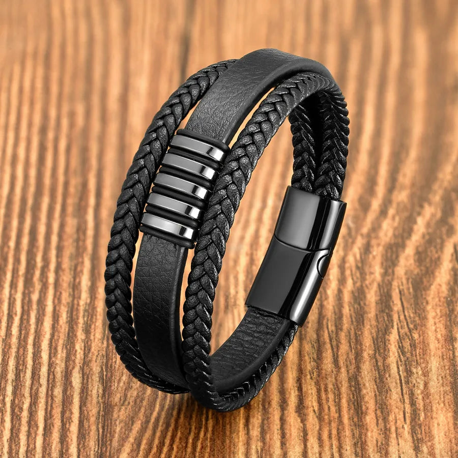 Classic Style Round 316 Stainless Steel  Handmade Men's Bracelets