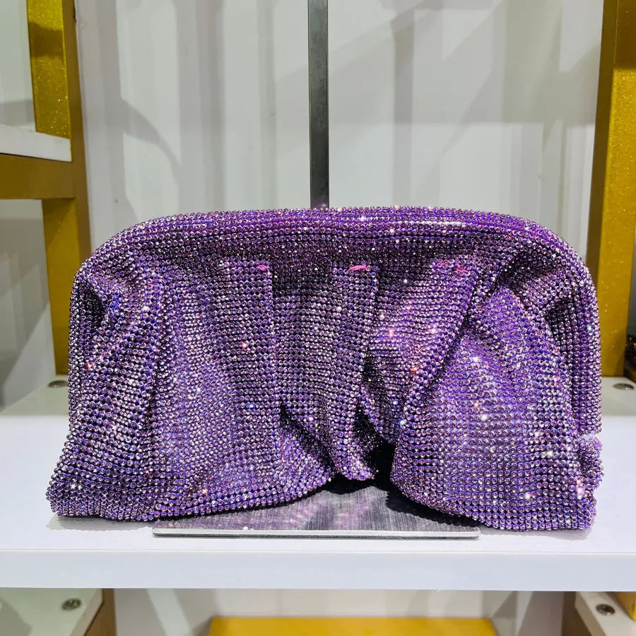 silver gold blue pvc solid color square evening bags