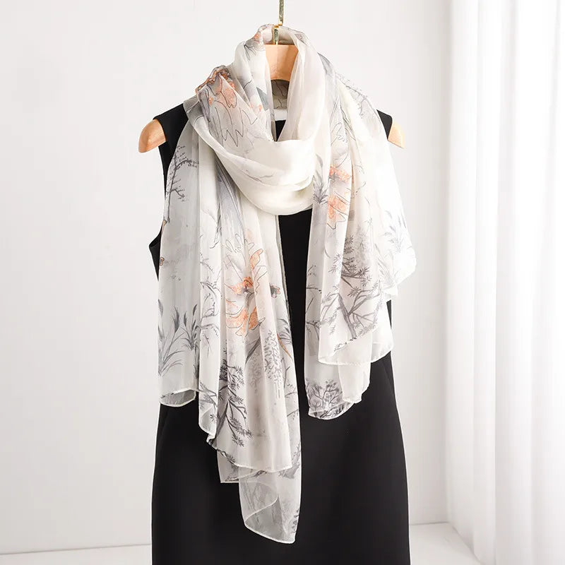 women's elegant geometric satin silk scarf