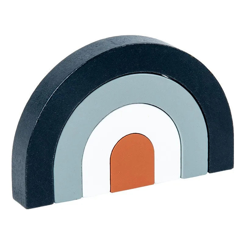 Wooden Rainbow Arch Bridge Semi-Circular Building Blocks Rainbow Display Piece Curved Board Colorful Shape Rainbow Man Stacking Toy