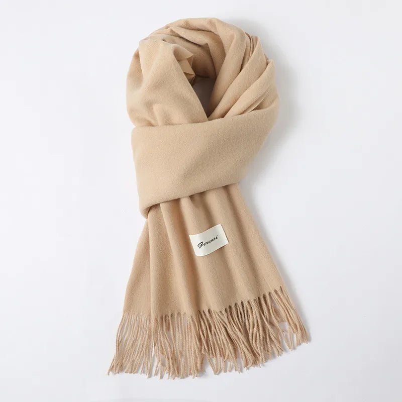 women's simple style solid color imitation cashmere scarf