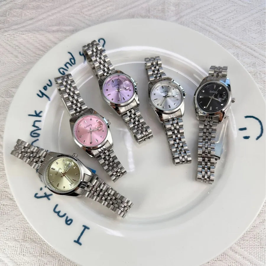 Classic Style Solid Color Double Side Snaps Quartz Watch Women's Watches