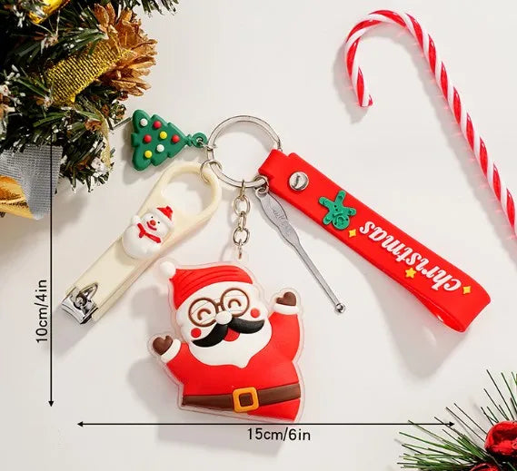 Cartoon Style Christmas Tree Santa Claus PVC Christmas Unisex Keychain