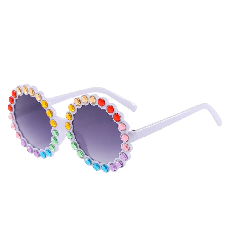 Hot-Selling Sunglasses Color Film Color Diamond Sunflower Sunglasses Colorful Children's Glasses