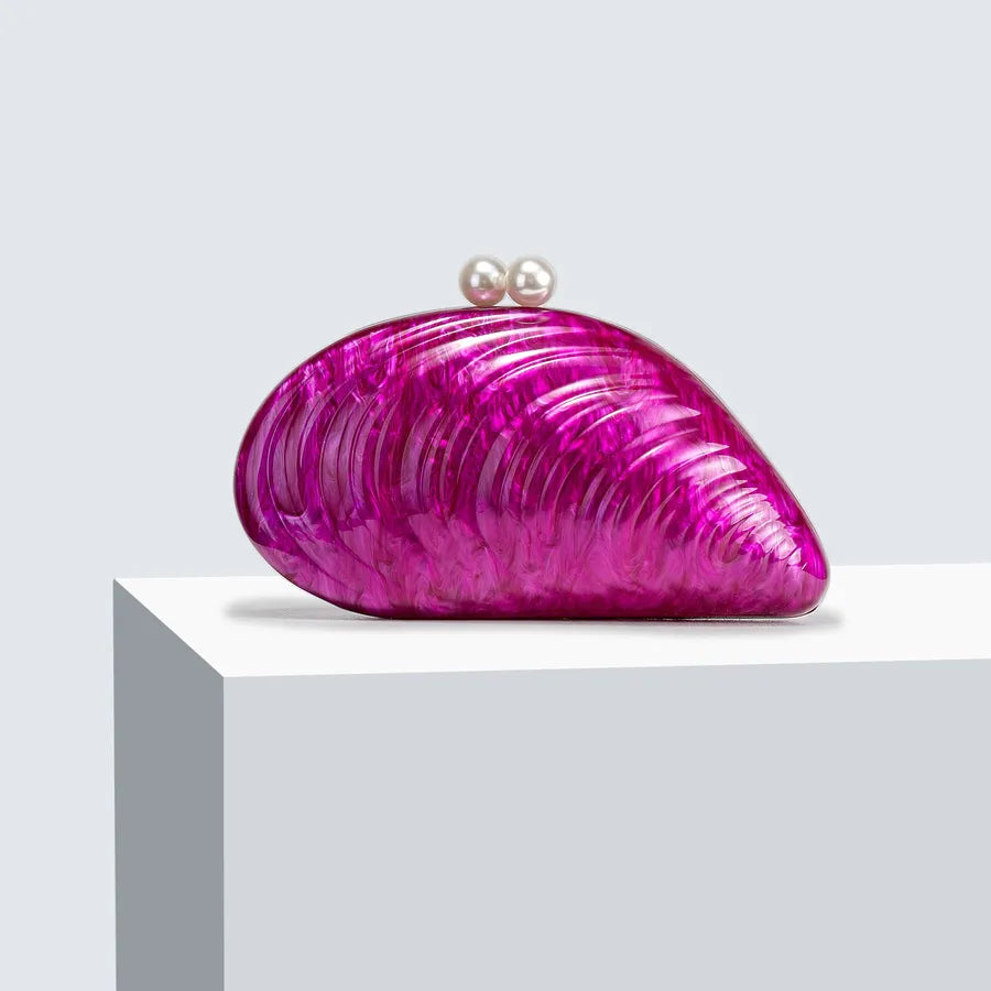 Shell Color Orange Rose Red Arylic Solid Color Shell Evening Bags