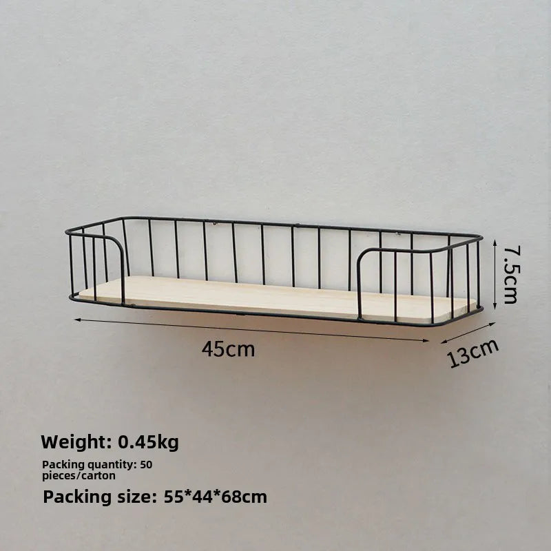 Nordic Style Household Wall Shelf Wrought Iron Frame Plus Board Support Plus Inner Box Independent Packaging Spot Wholesale