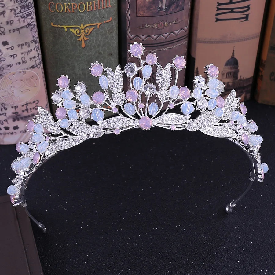 fashion leaf alloy inlay rhinestones crown 1 piece