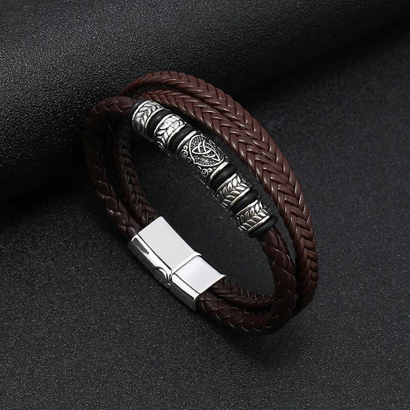 Retro Punk Geometric Pu Leather Alloy Leather Unisex Bracelets Men Cord & Leather Bracelets