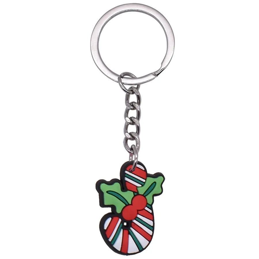 Cartoon Style Cartoon Character Christmas Hat Christmas Socks PVC Metal Christmas Women's Bag Pendant Keychain