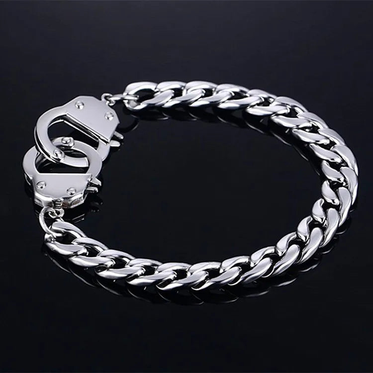 simple style commute solid color stainless steel polishing chain men's bracelets