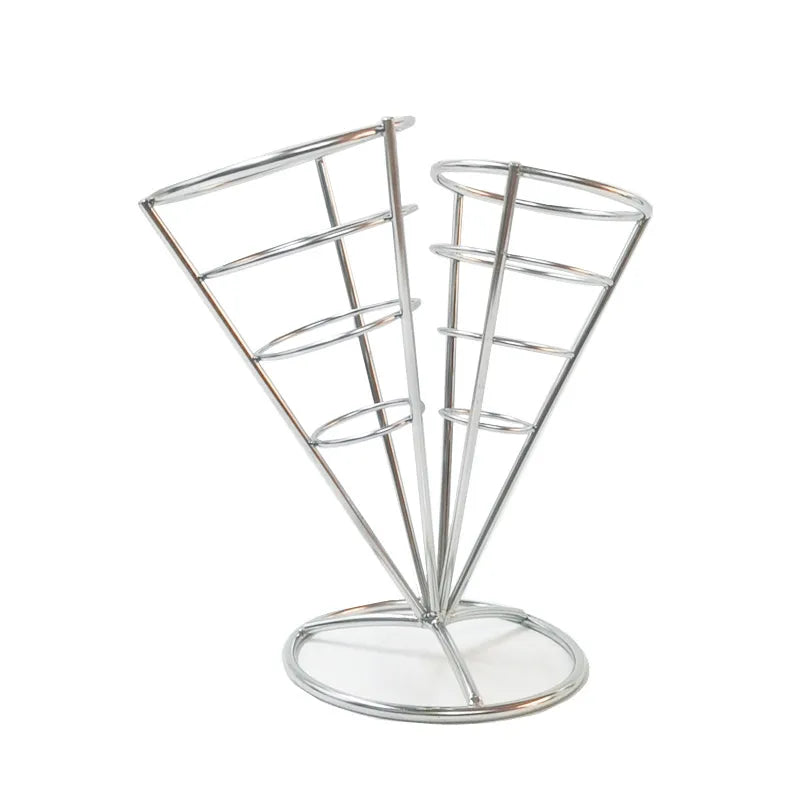 New creative tableware black four-piece four-head snack rack red four-head French fries rack stainless steel French fries rack