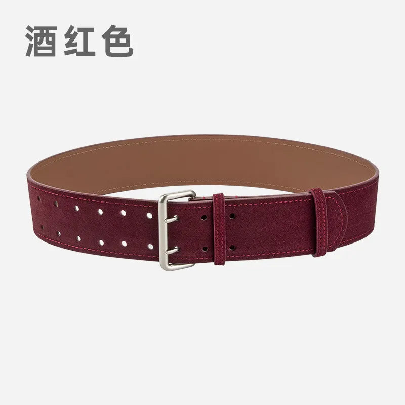 Retro Simple Style Solid Color Two-Layer Cowhide Alloy Plating Women's Leather Belts