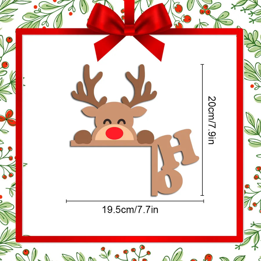 Christmas Decorative Wooden Corner Stickers MZ648-652 Santa Claus Reindeer Grinch Cartoon Animation Wall Decals