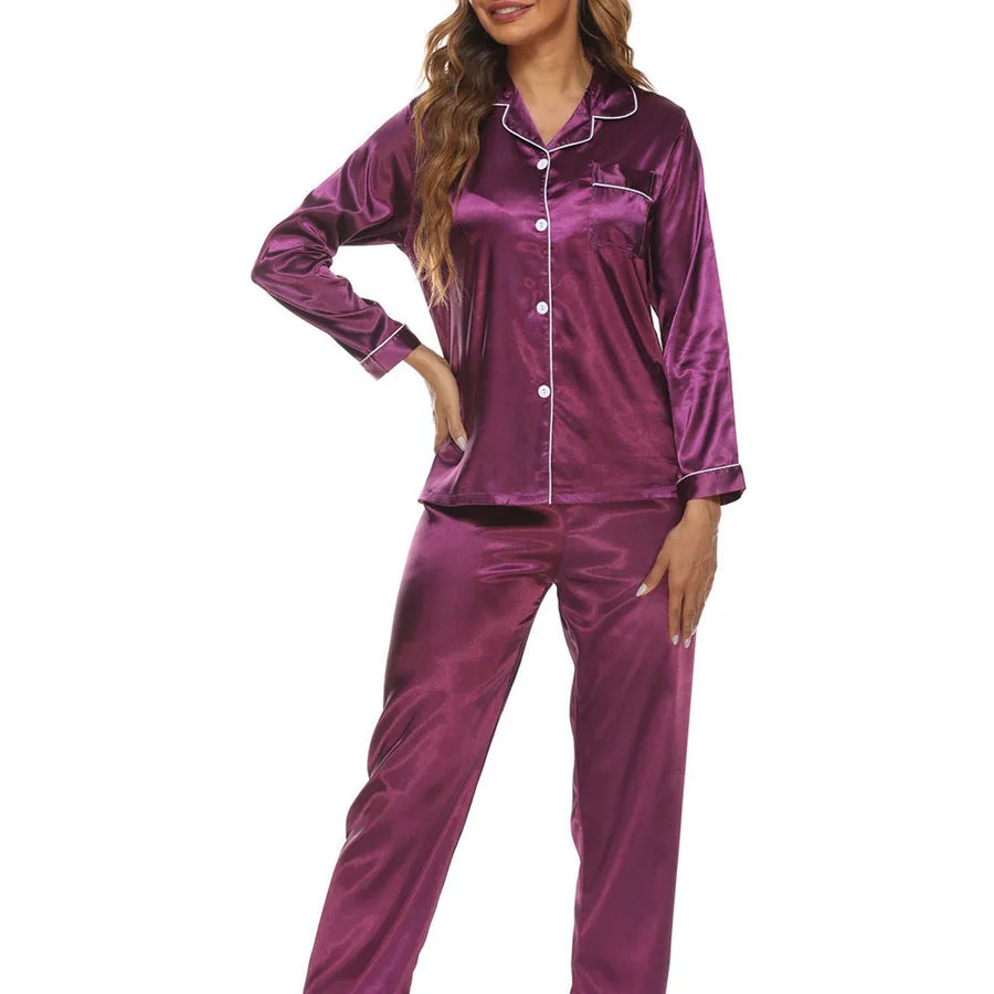 women's fashion solid color polyester button pants sets