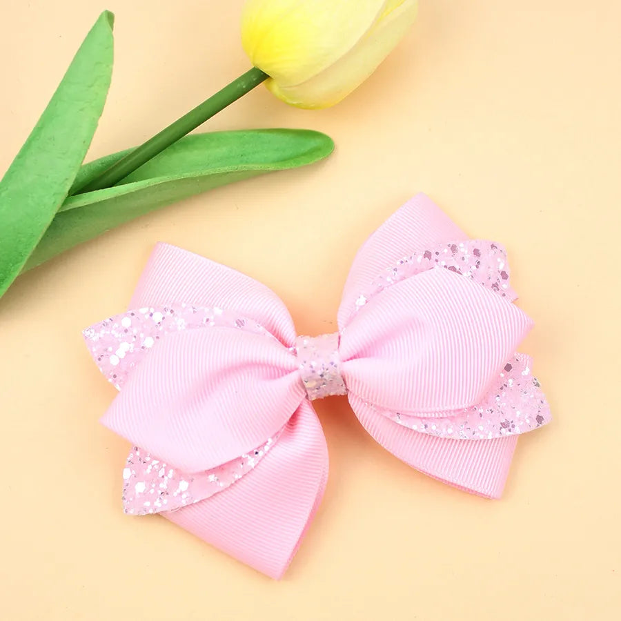 Europe and the United States new double-layer children's glitter film bow hair accessories girls hair clips cute girls hair accessories