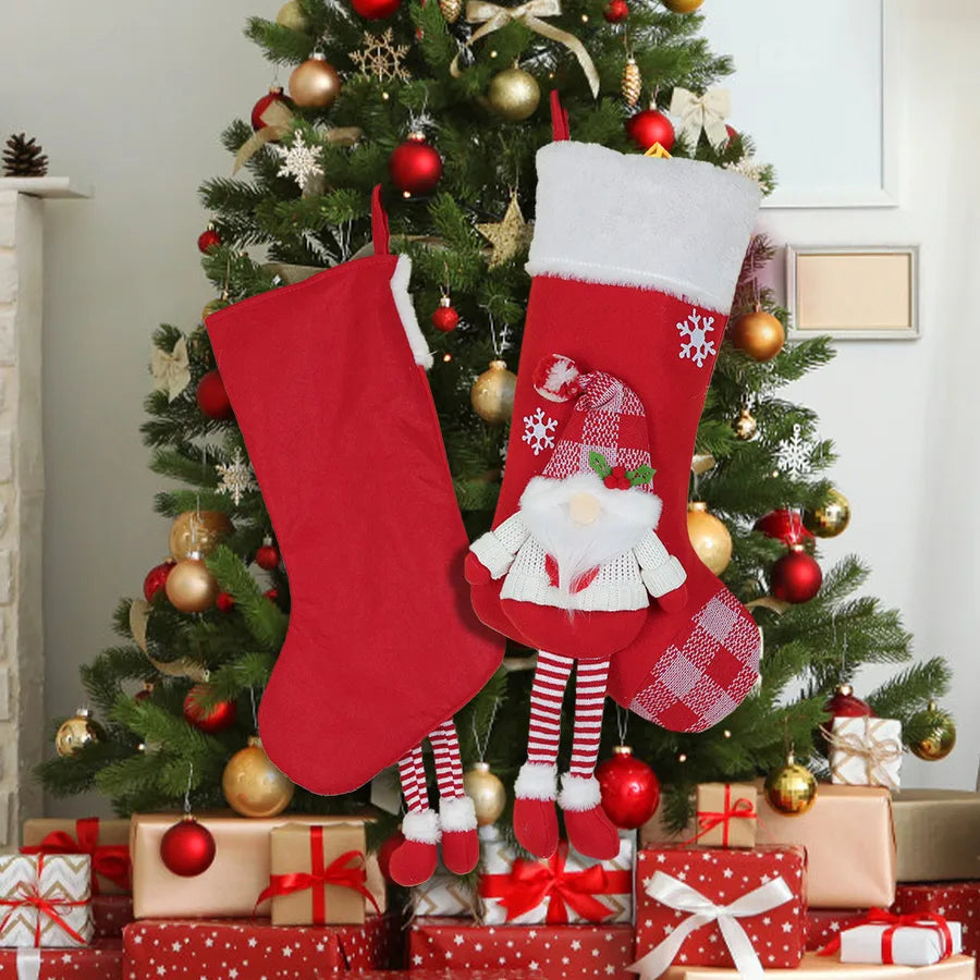 Modern Art Minimalist American Style Christmas Decorations Santa Snowman Reindeer Christmas Socks Christmas Tree Ornaments Gift Bag