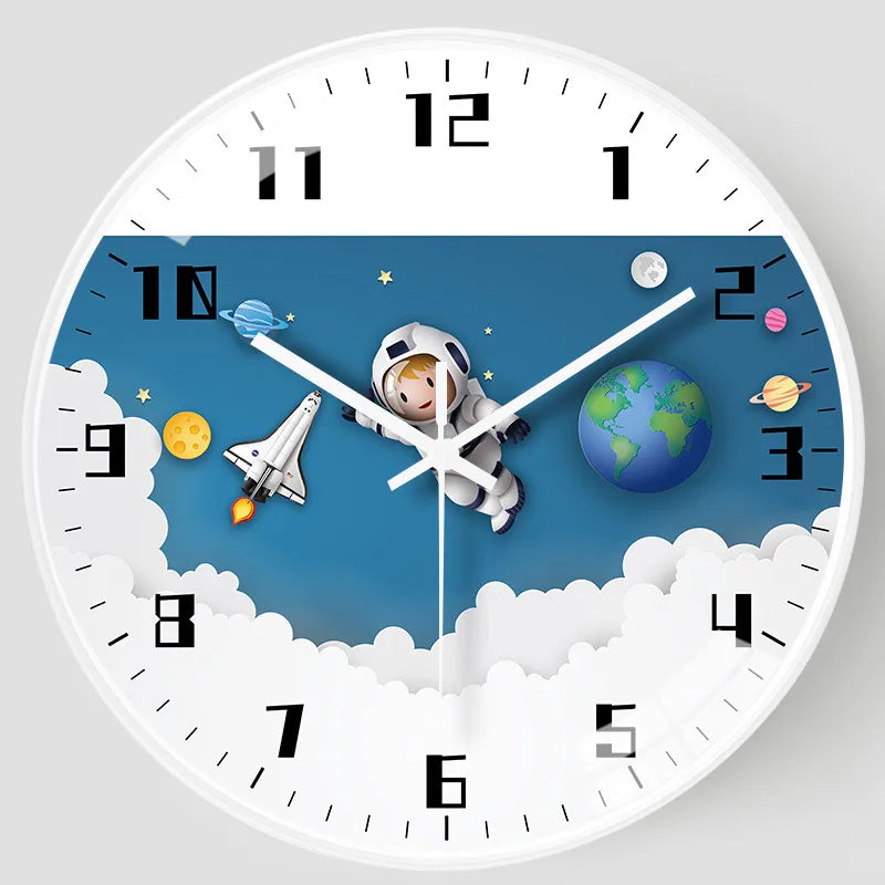 cute round astronaut plastic glass clock