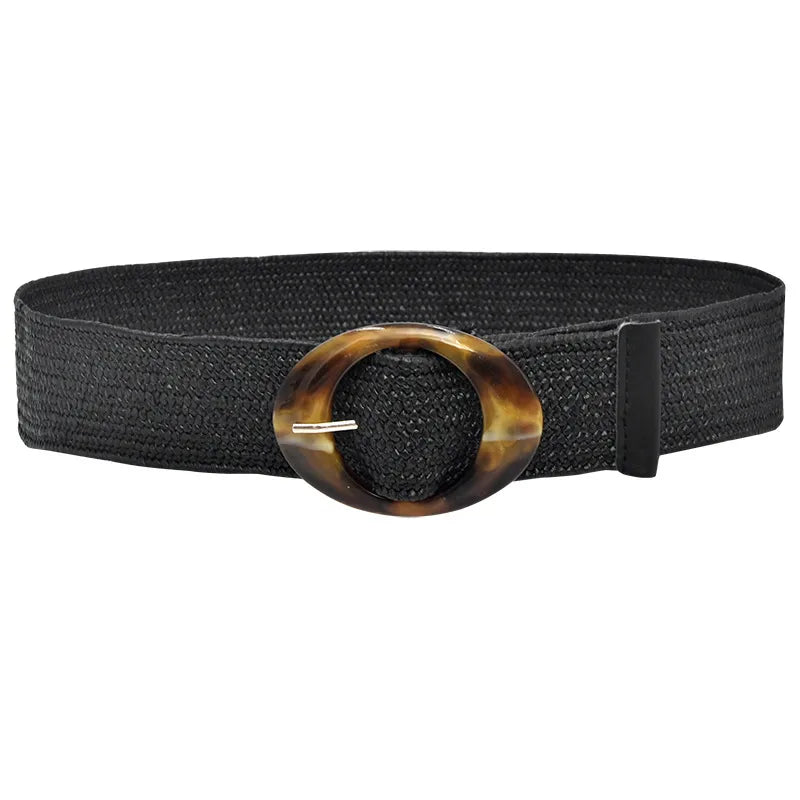 Retro Commute Stripe Solid Color Straw Women's Woven Belts