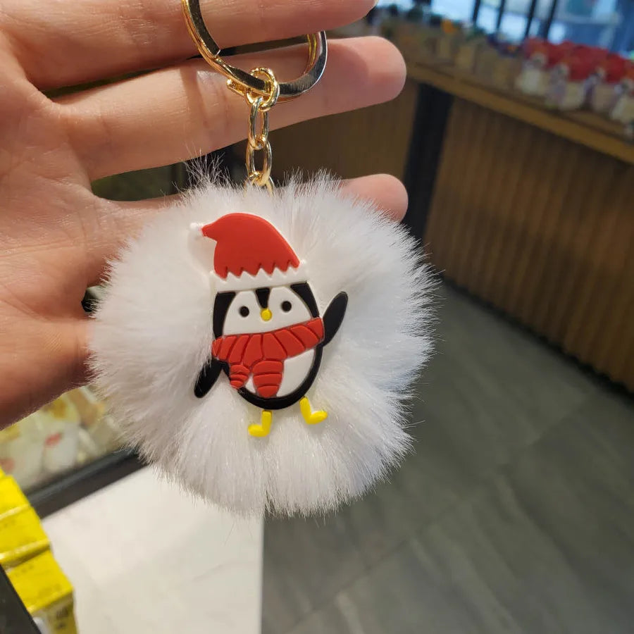 creative three-dimensional christmas fur ball bag pendant keychain