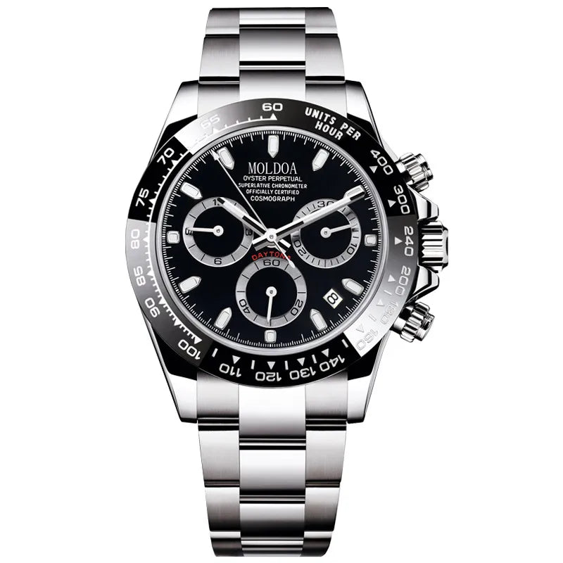 Panda di hollow-out fake mechanical watch men's real three-eye luminous calendar waterproof   TikTok fast hand