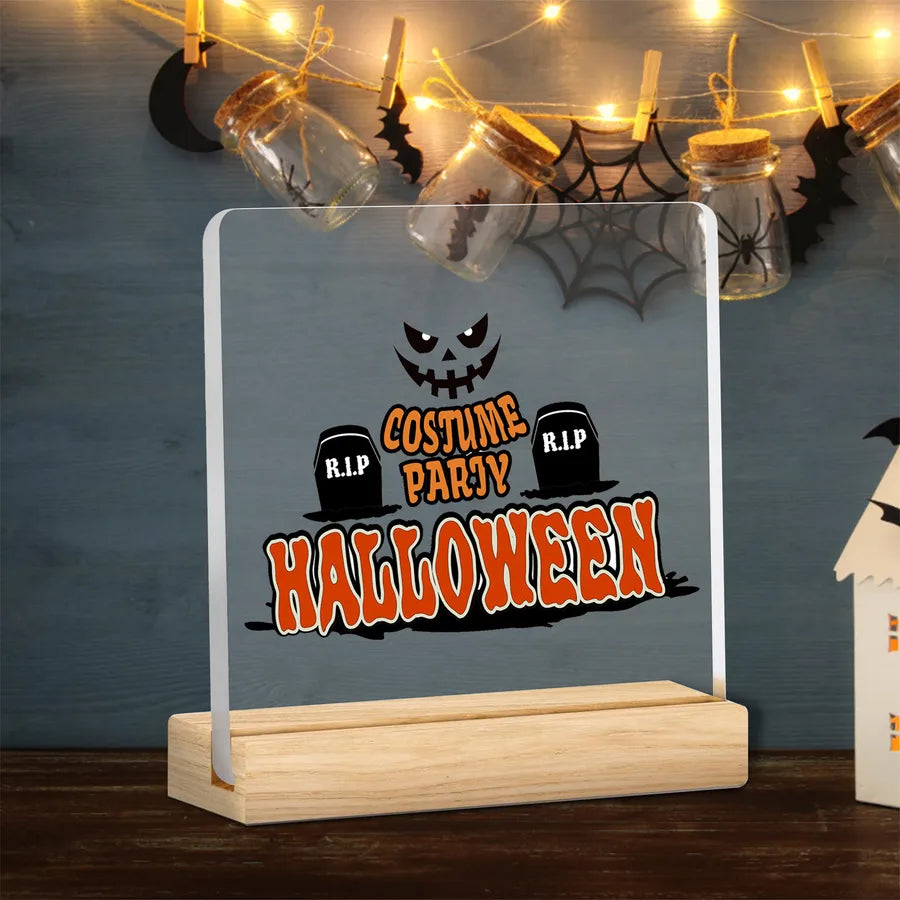 Acrylic Halloween Decorative Tabletop Wooden Ornaments Transparent Festive Home Decoration Ideal For Party Setup