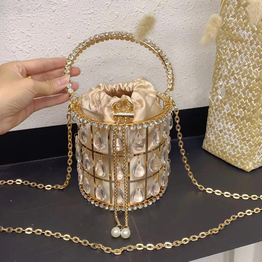 Metal Solid Color Bucket Evening Bags