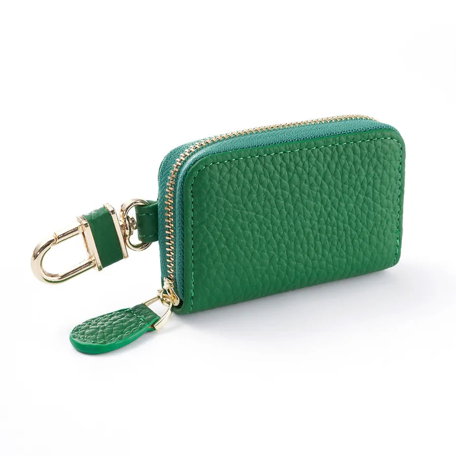 universal leather car key case  utility vehicle key case portable double zipper key case