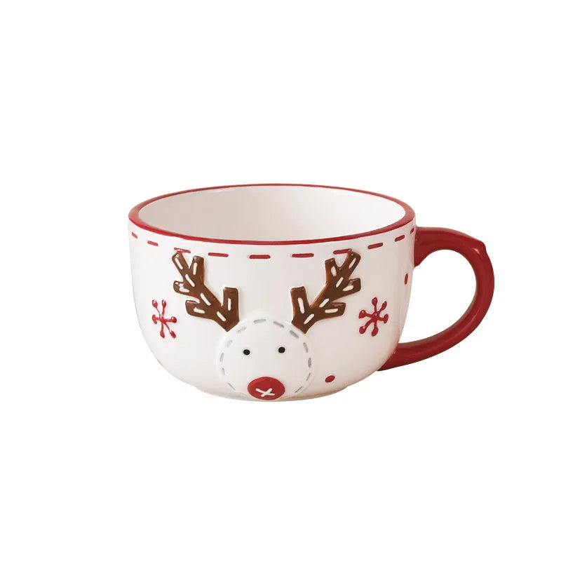 Nordic Santa Claus Ceramic Cup Office Home Water Cup Mugs Dining Breakfast High Cup Soup Cup Engraving Design Christmas Theme
