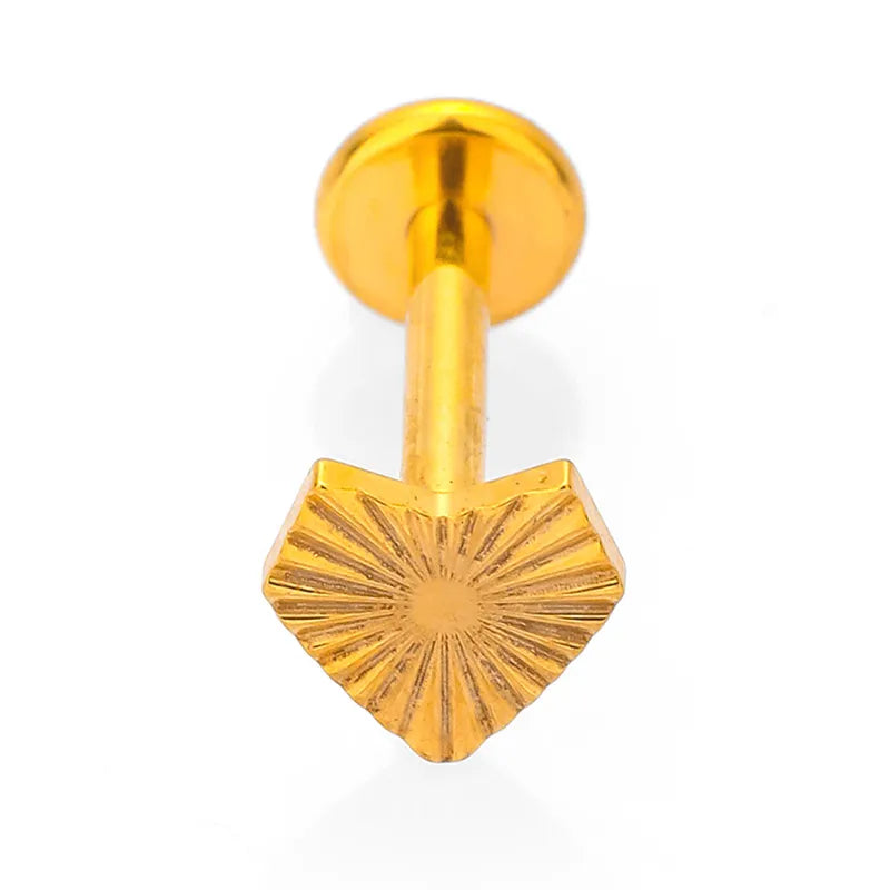 1 Piece Lip Rings Simple Style Heart Shape Titanium Alloy Polishing Plating Hollow Out Zircon 14K Gold Plated Lip Rings Ear Cartilage Rings & Studs Nose Rings & Studs