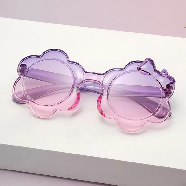 One-Piece Colorful Kidsren's Sunglasses Round Frame Kidsren's Bow Glasses Sun Protection Baby Sunflower Sunglasses
