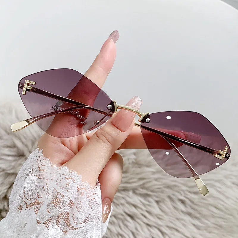 Basic Simple Style Solid Color Ac Special-Shaped Mirror Frameless Women's Sunglasses