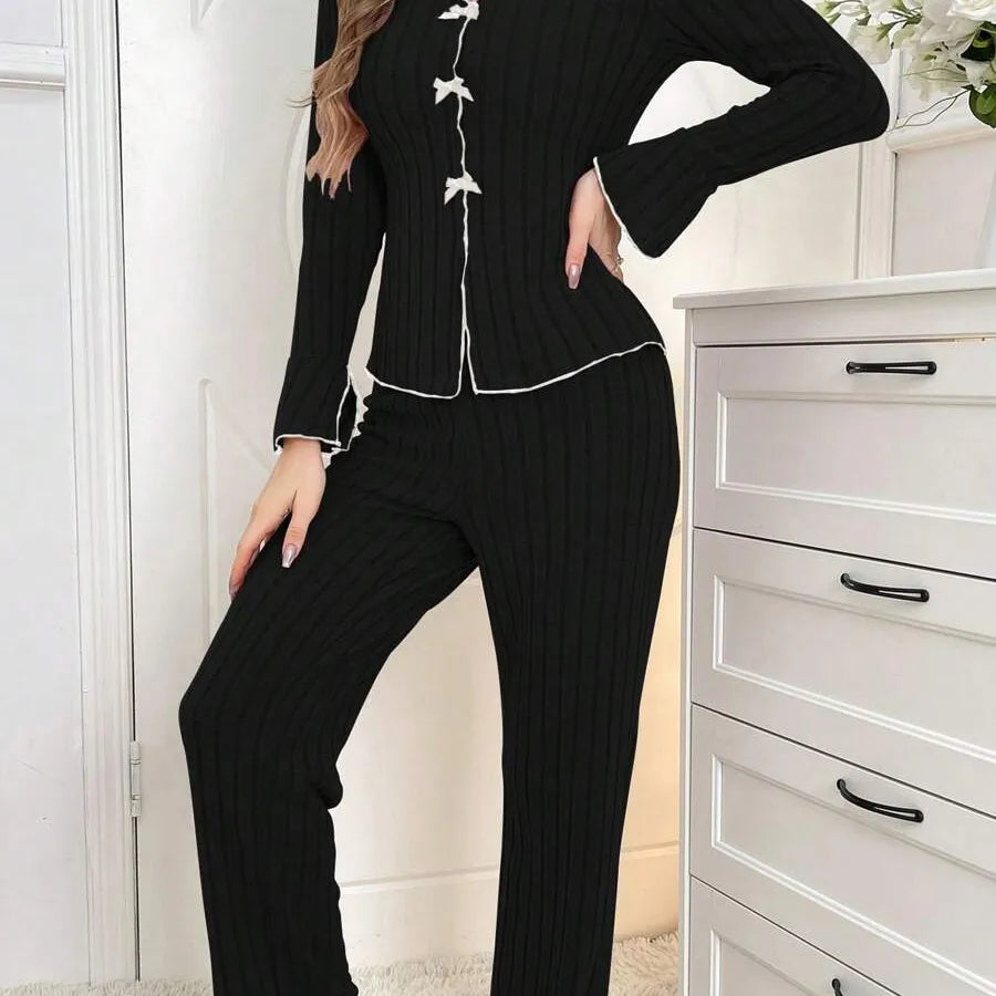 Pajamas Women's Two-Piece Set Autumn and Winter Home Warm Casual Fashionable and Support Outer Wear Homewear Suit Women's