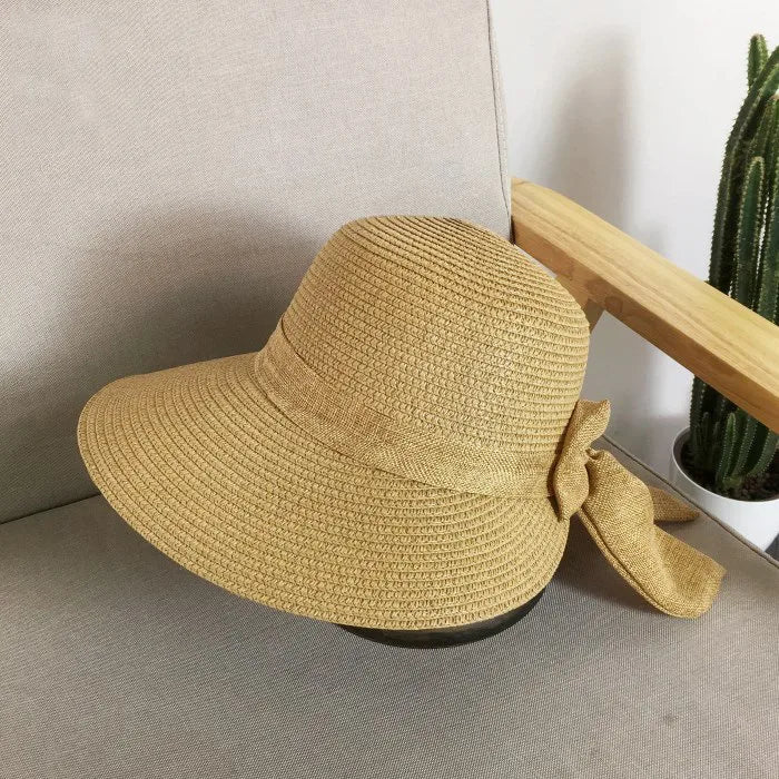 Women's Retro Solid Color Big Eaves Straw Hat