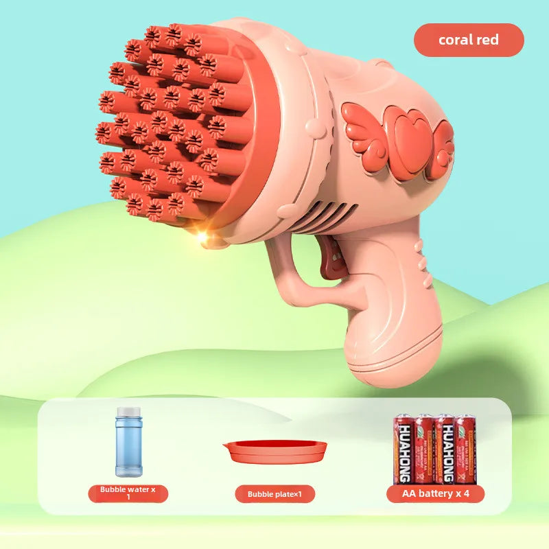 Shake the same 69-hole electric bubble machine children's toys handheld Gatling rocket launcher 32-hole bubble gun wholesale