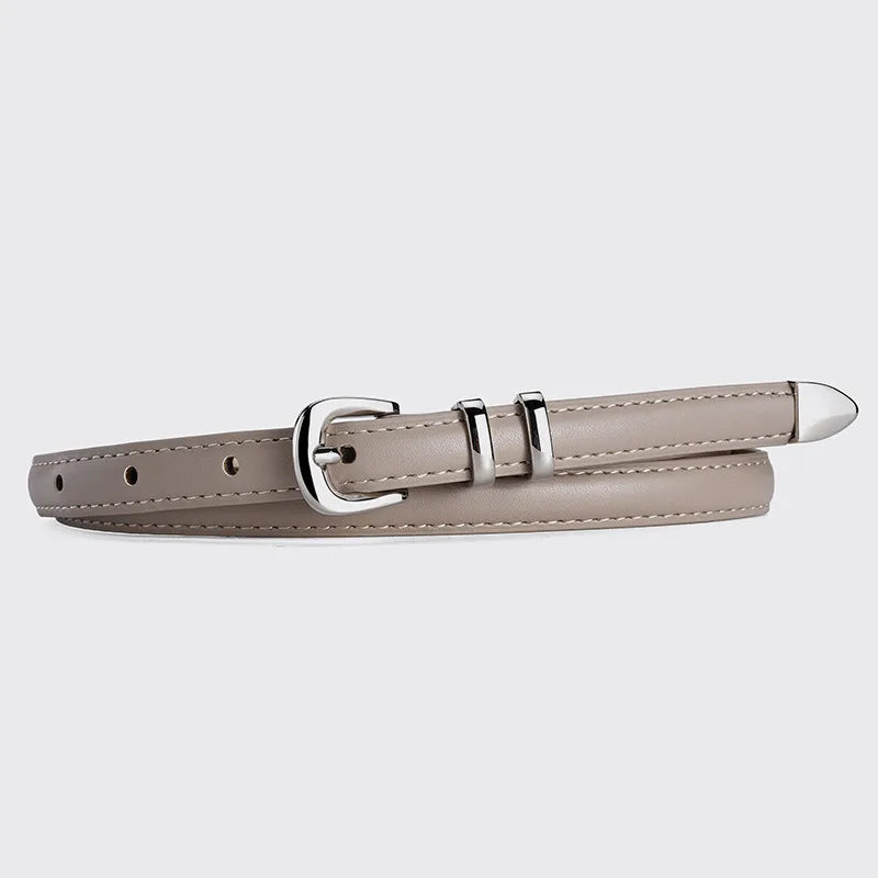 New simple  silver buckle three-piece women's belt high-grade decorative student youth jeans thin belt