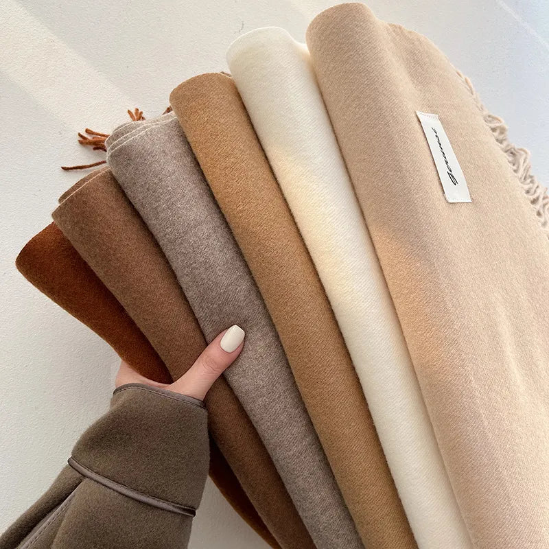 women's simple style solid color imitation cashmere scarf