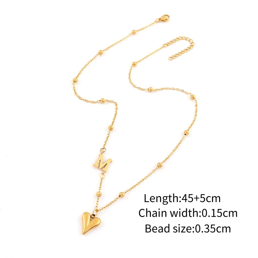 Wholesale Jewelry Elegant Simple Style Classic Style Letter Heart Shape 201 Stainless Steel 304 Stainless Steel ball chain Pendant Necklace
