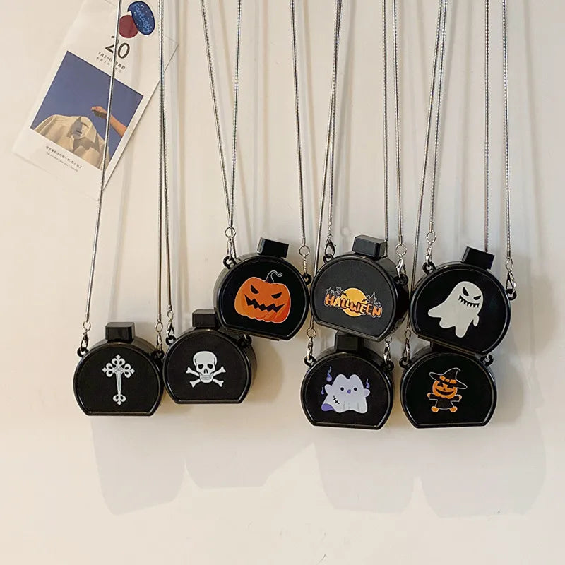 Mini Halloween Ghost Cartoon Shoulder Bag Women's Crossbody Bag Shell Shape PVC Lock Buckle Closure Fashion Print Chain