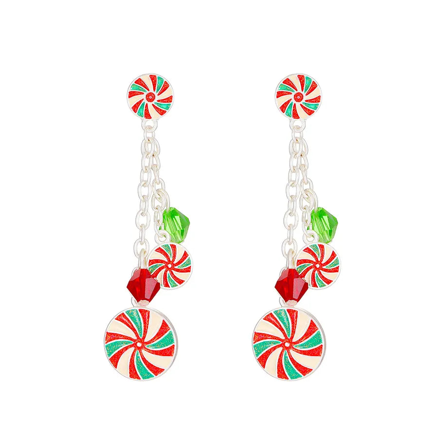 fashion christmas tree alloy enamel inlay artificial gemstones women's drop earrings 1 pair